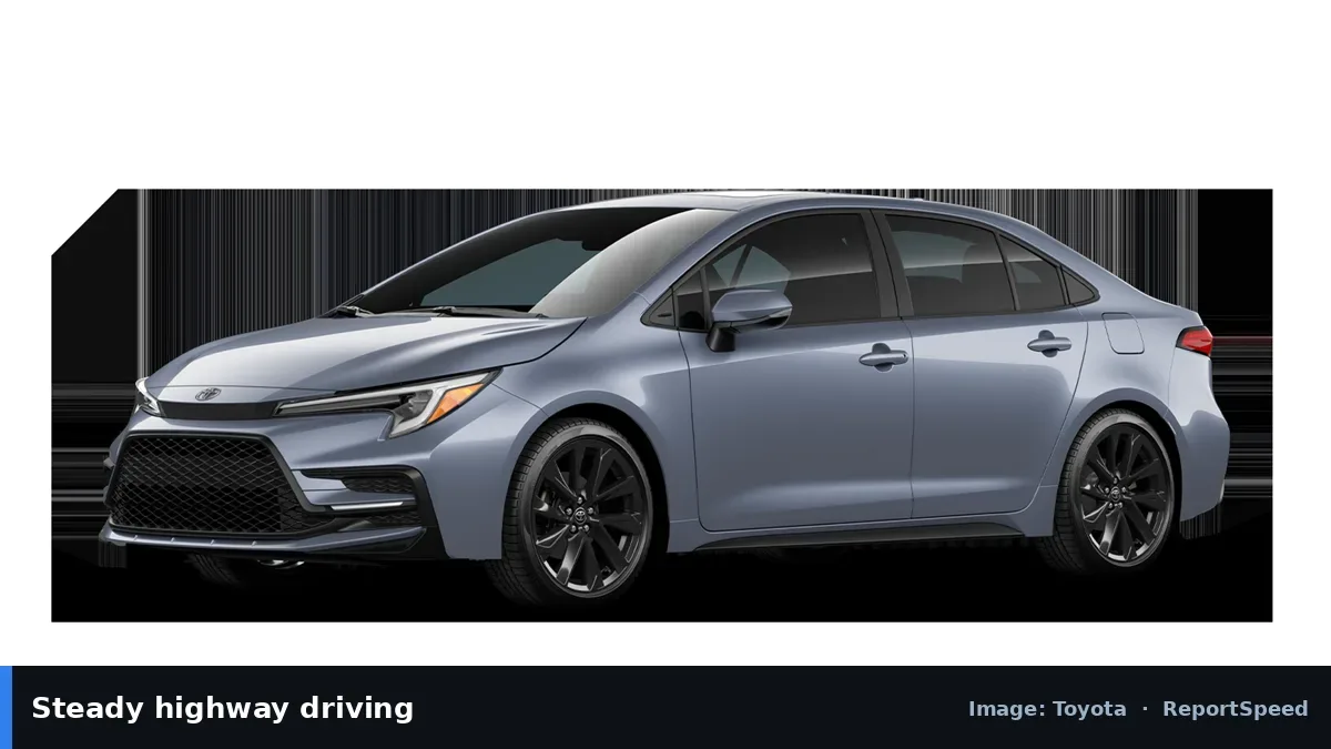 Toyota Corolla sedan (Toyota official image), annotated: Steady highway driving