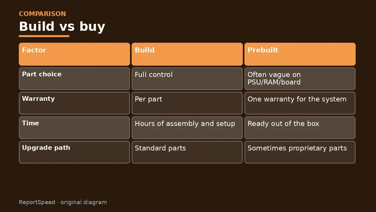 Comparison chart: Build vs buy