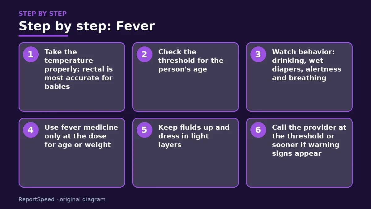 Step illustration: numbered steps for Fever