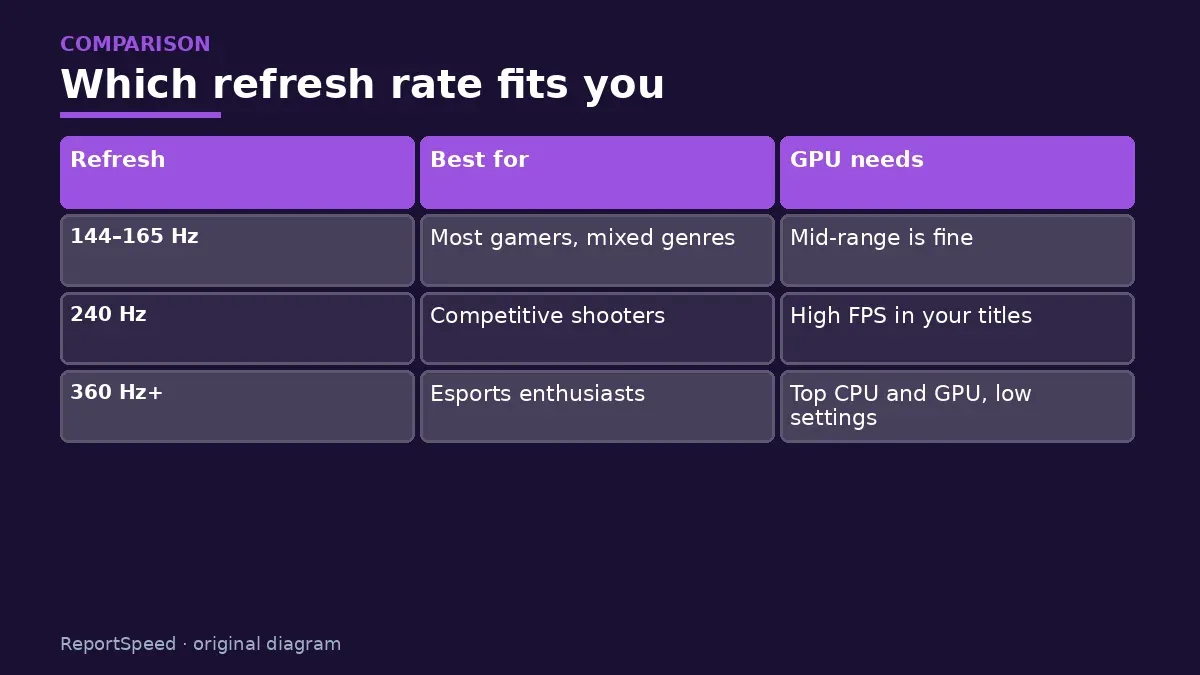Comparison chart: Which refresh rate fits you