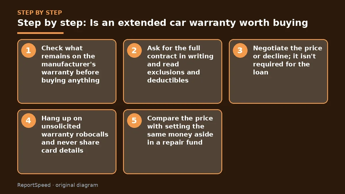 Step illustration: numbered steps for Is an extended car warranty worth buying
