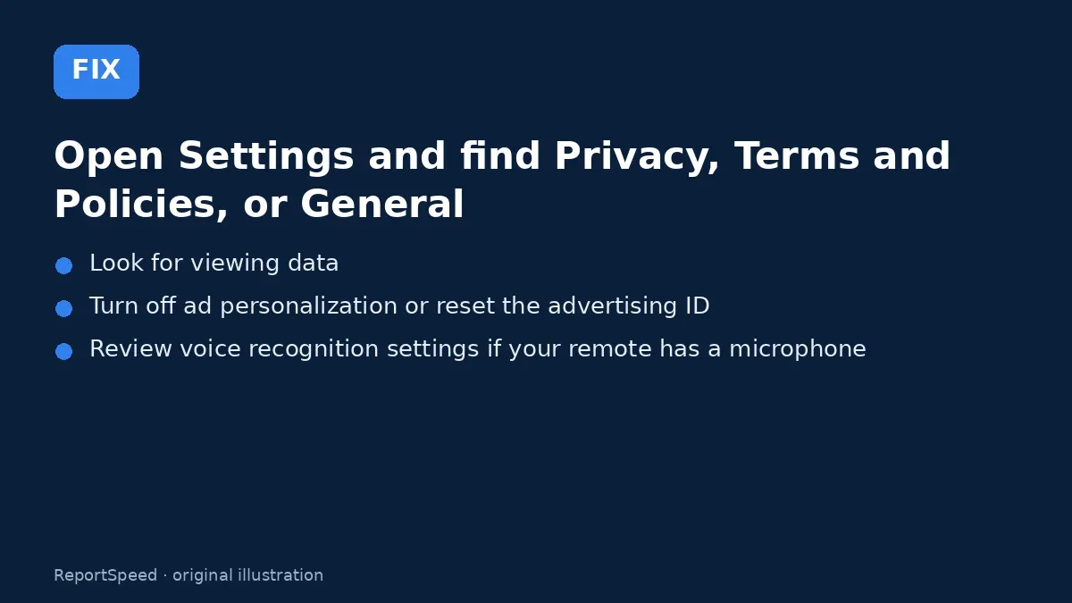 Fix steps: Open Settings and find Privacy; Look for viewing data; Turn off ad personalization or reset the advertising ID