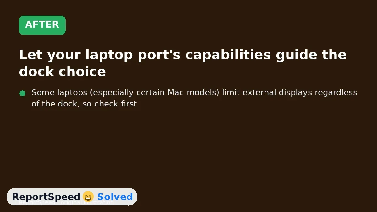 After: Let your laptop port's capabilities guide the dock choice, and match display, bandwidth and charging needs