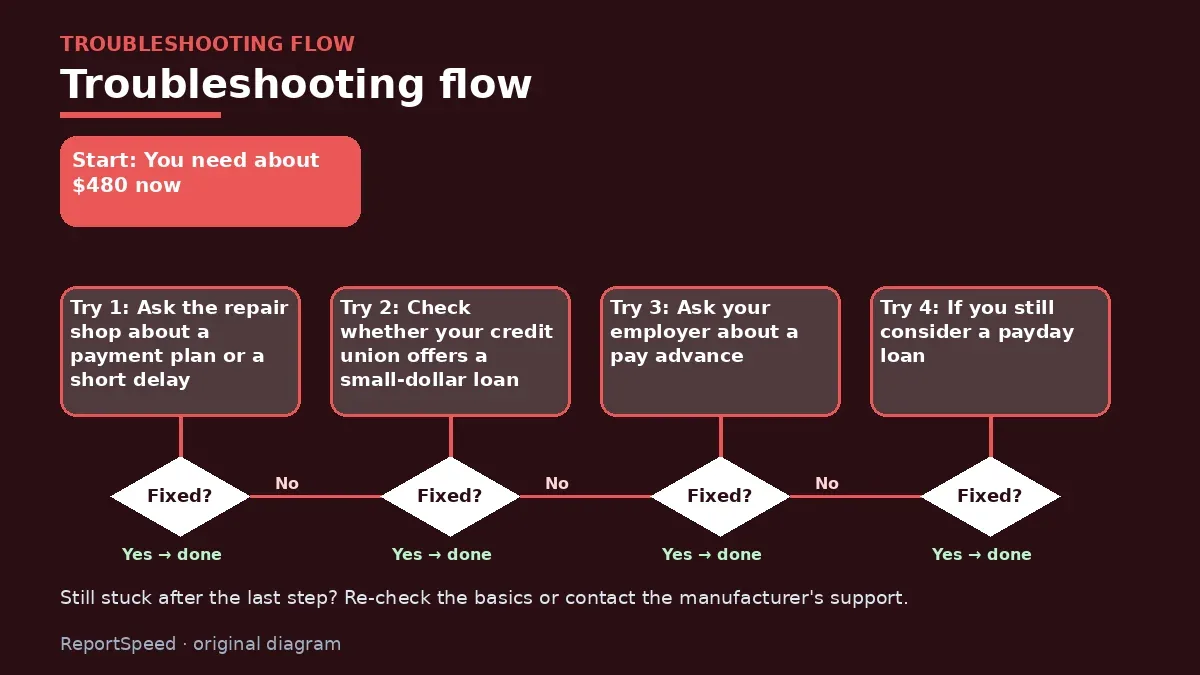 Troubleshooting flowchart: try each step in order and stop when it is fixed — Is a payday loan ever a good idea