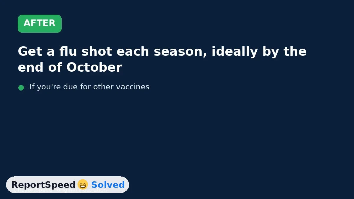 After: Get a flu shot each season, ideally by the end of October