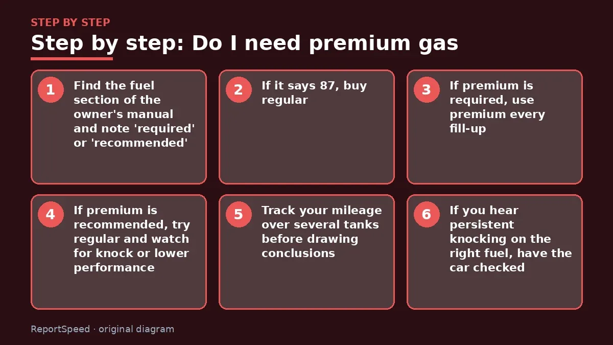 Step illustration: numbered steps for Do I need premium gas