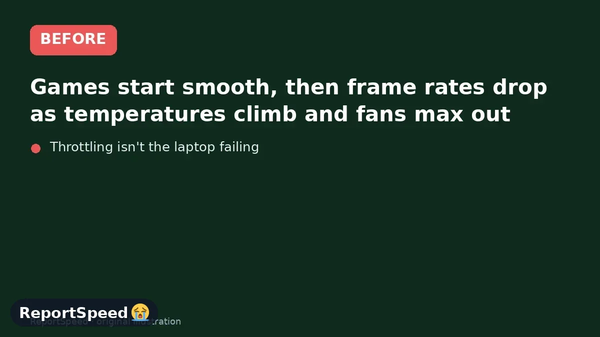 Before: Games start smooth, then frame rates drop as temperatures climb and fans max out