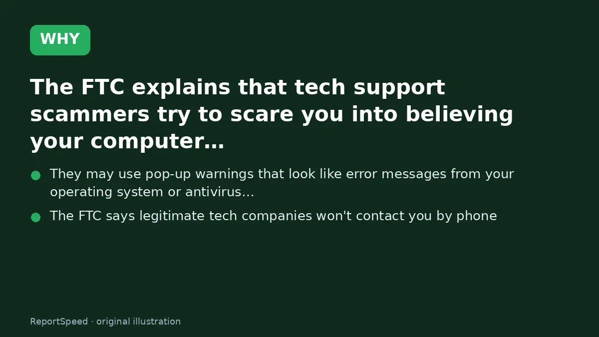 Cause: The FTC explains that tech support scammers try to scare you into believing your computer…