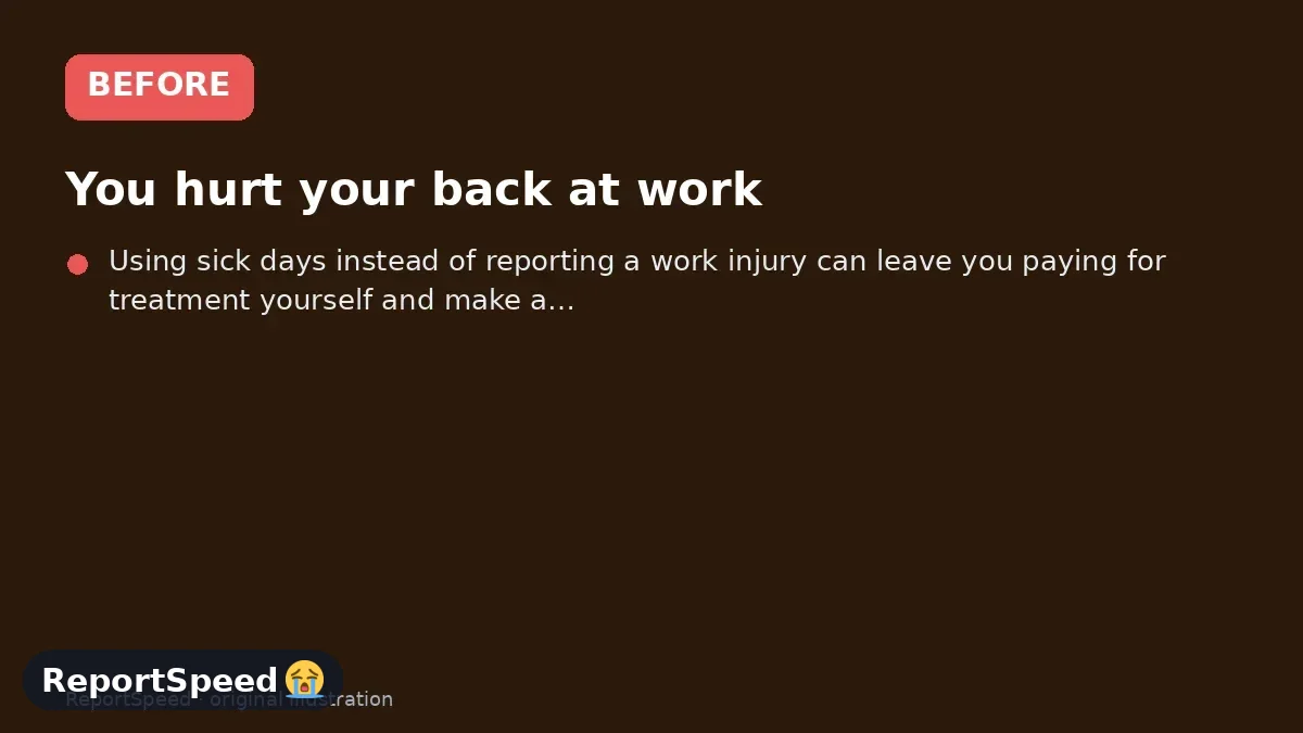 Before: You hurt your back at work, it's getting worse and your supervisor suggested using sick days instead of reporting it