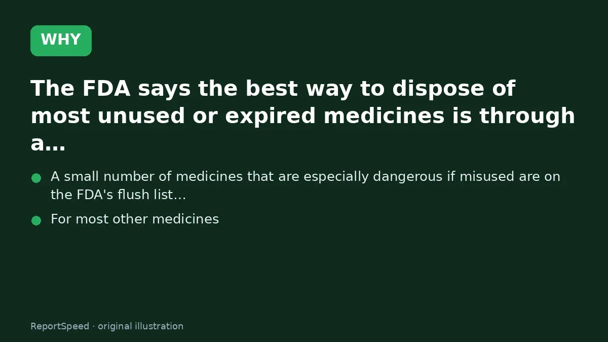 Cause: The FDA says the best way to dispose of most unused or expired medicines is through a…