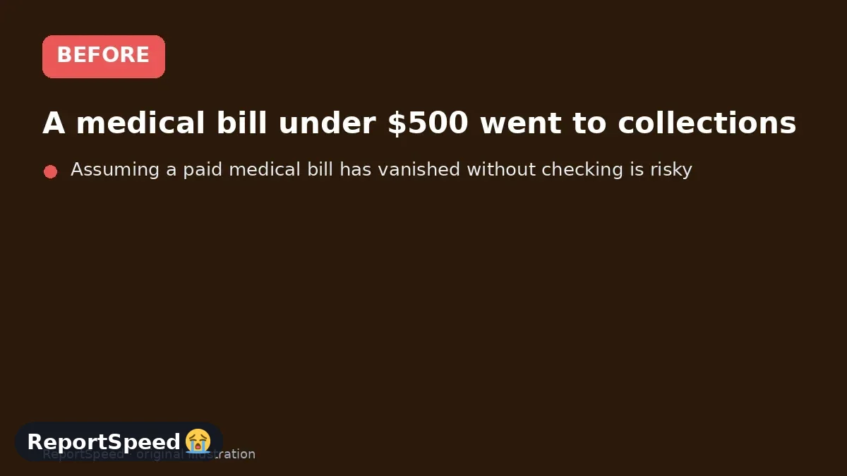Before: A medical bill under $500 went to collections, you've since paid it, and an apartment application is coming up
