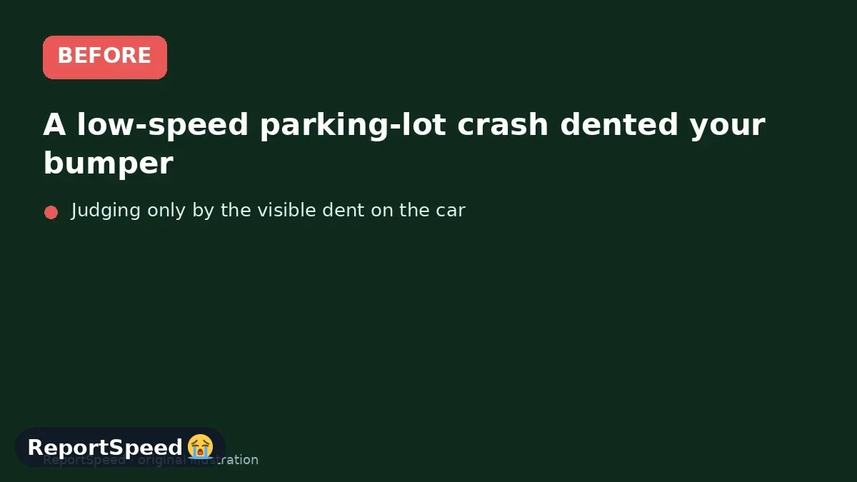 Before: A low-speed parking-lot crash dented your bumper, nobody was hurt, and your child was in her seat