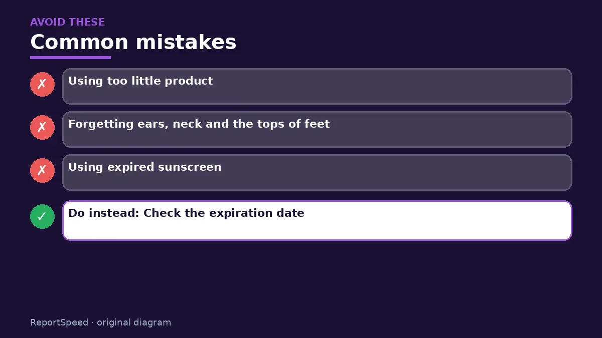 Callout graphic of common mistakes to avoid and what to do instead for What SPF sunscreen should I use, and how often should I reapply