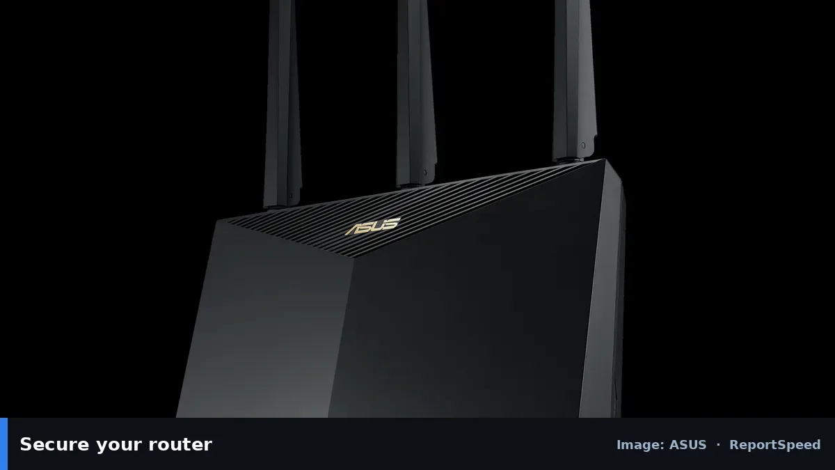 ASUS Wi-Fi router (ASUS official image), annotated: Secure your router