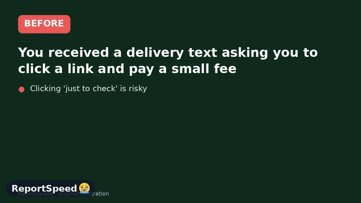 Before: You received a delivery text asking you to click a link and pay a small fee, and you're expecting a package