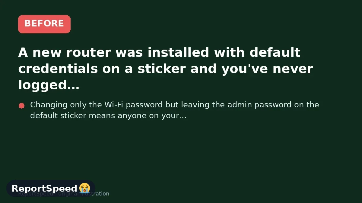 Before: A new router was installed with default credentials on a sticker and you've never logged into it