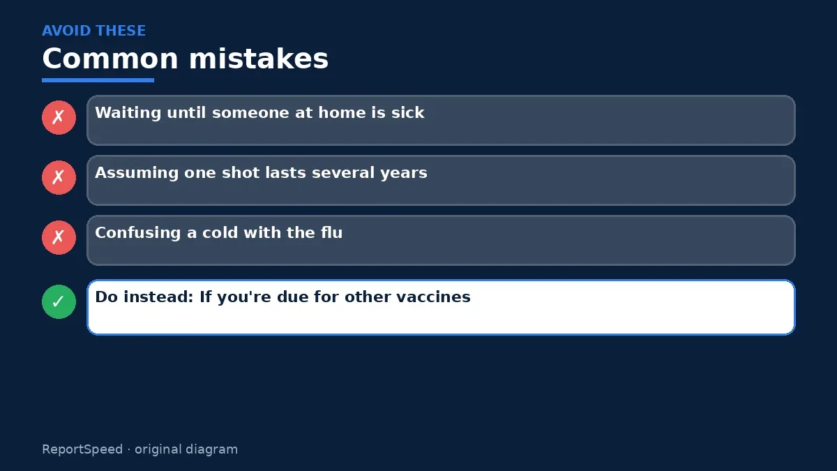 Callout graphic of common mistakes to avoid and what to do instead for Do I really need a flu shot every year