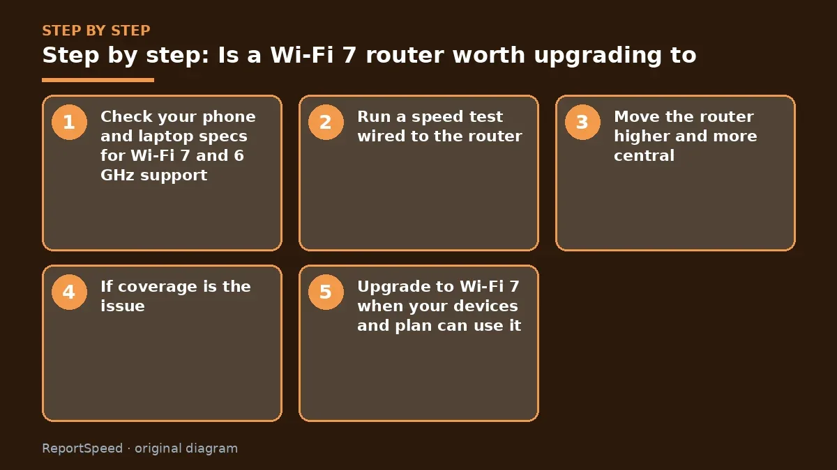 Step illustration: numbered steps for Is a Wi-Fi 7 router worth upgrading to