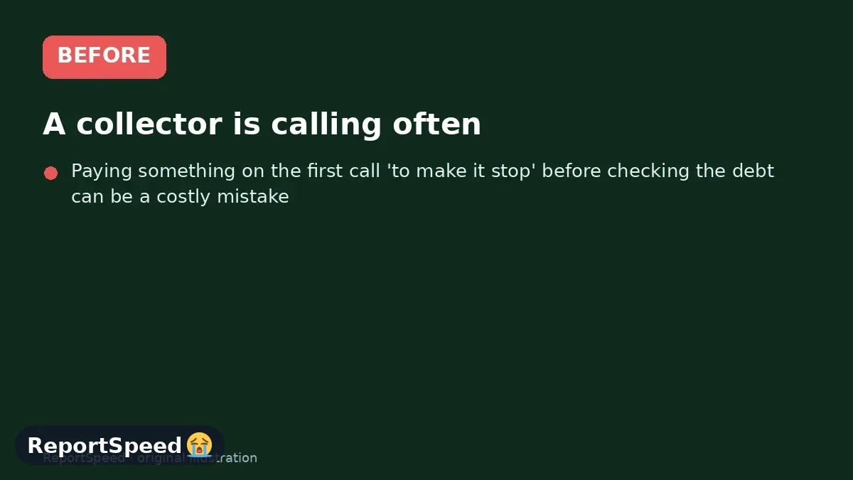 Before: A collector is calling often, possibly at bad hours, and you can't tell whether the debt or the amount is legitimate