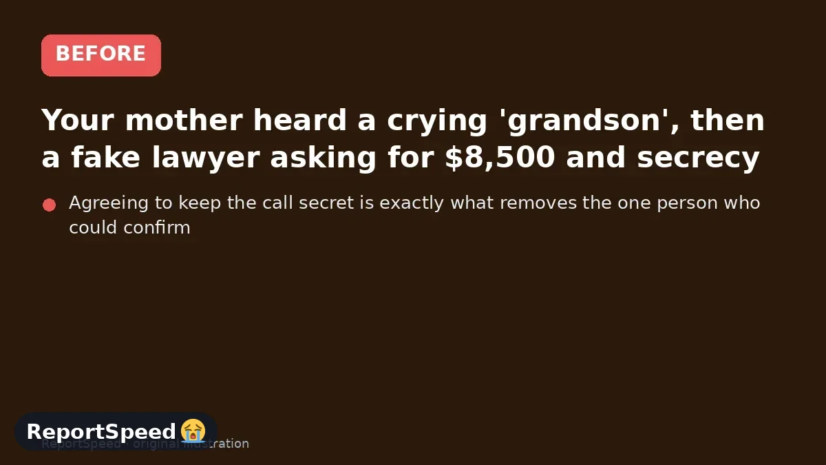 Before: Your mother heard a crying 'grandson', then a fake lawyer asking for $8,500 and secrecy