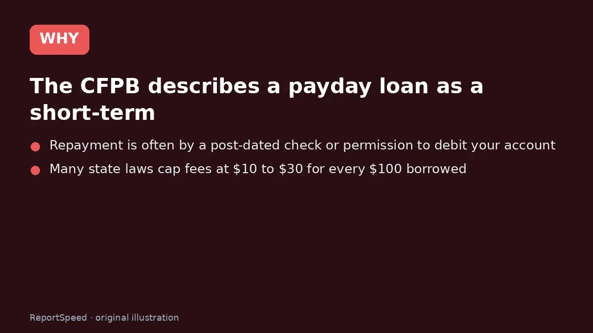 Cause: The CFPB describes a payday loan as a short-term