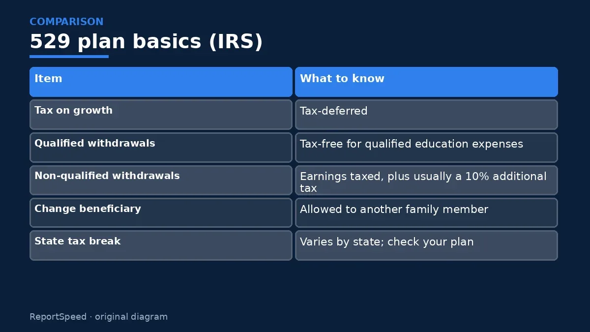 Comparison chart: 529 plan basics (IRS)