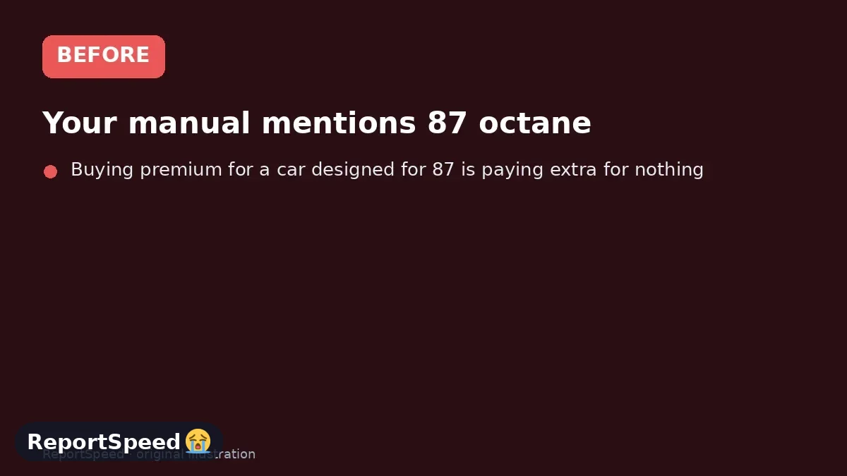 Before: Your manual mentions 87 octane, a friend insists on premium, and the price gap is about 70 cents a gallon
