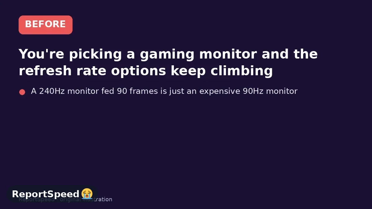 Before: You're picking a gaming monitor and the refresh rate options keep climbing: 144, 165, 240, 360 Hz