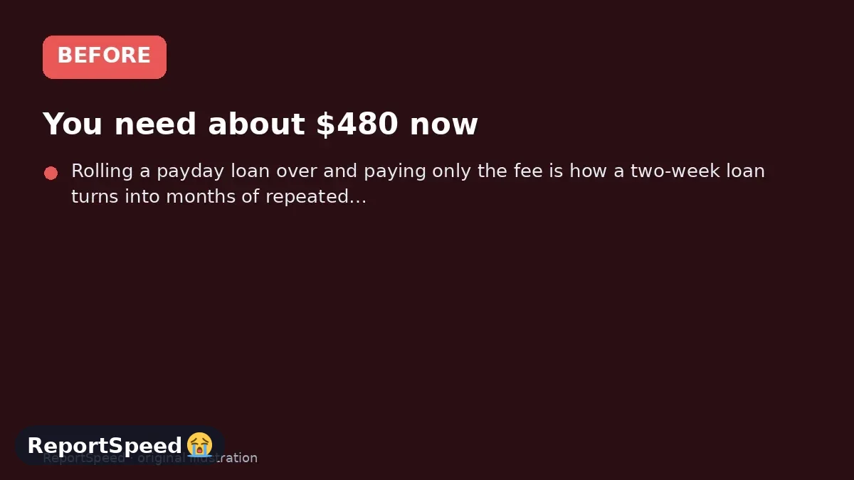 Before: You need about $480 now, payday is almost two weeks away, and a payday lender is offering fast cash