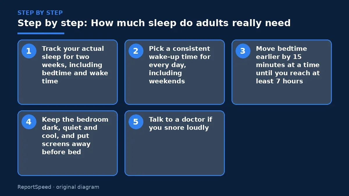 Step illustration: numbered steps for How much sleep do adults really need