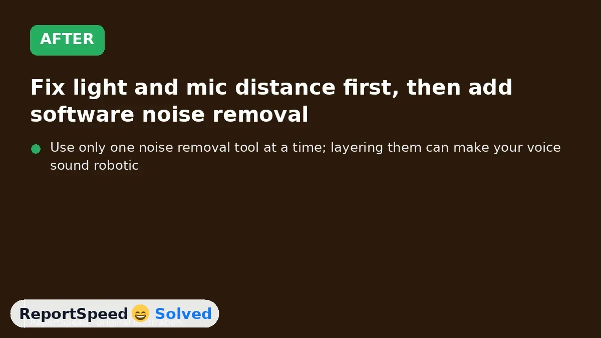 After: Fix light and mic distance first, then add software noise removal