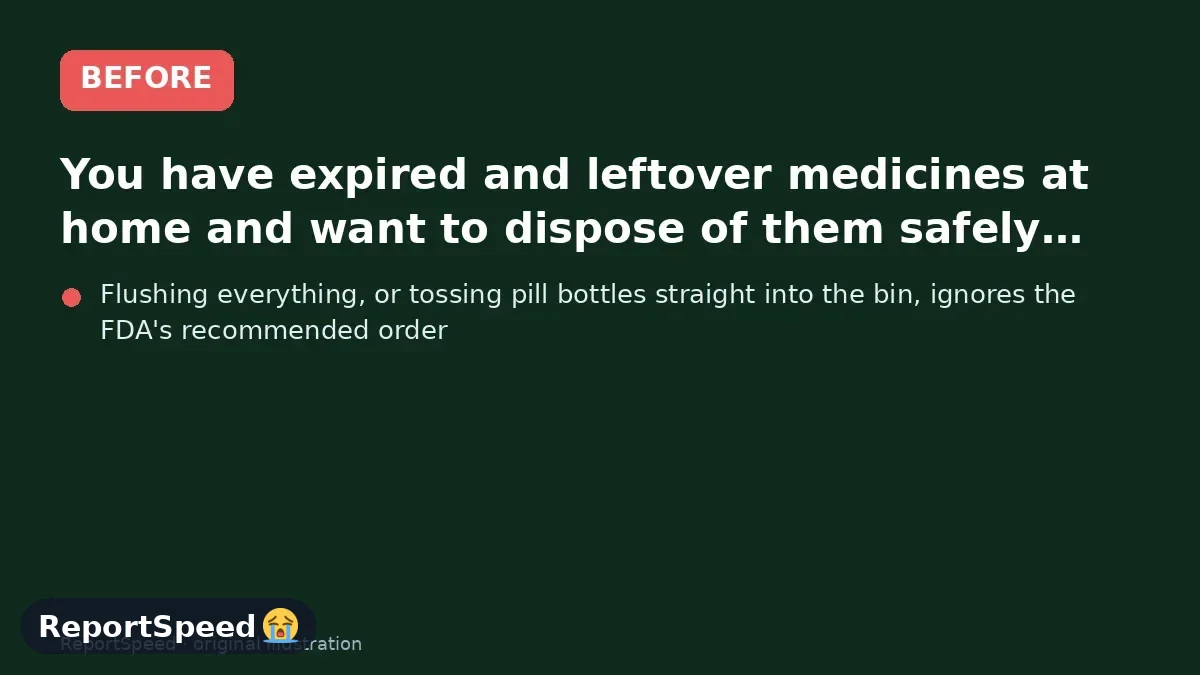 Before: You have expired and leftover medicines at home and want to dispose of them safely without harming anyone or the environment