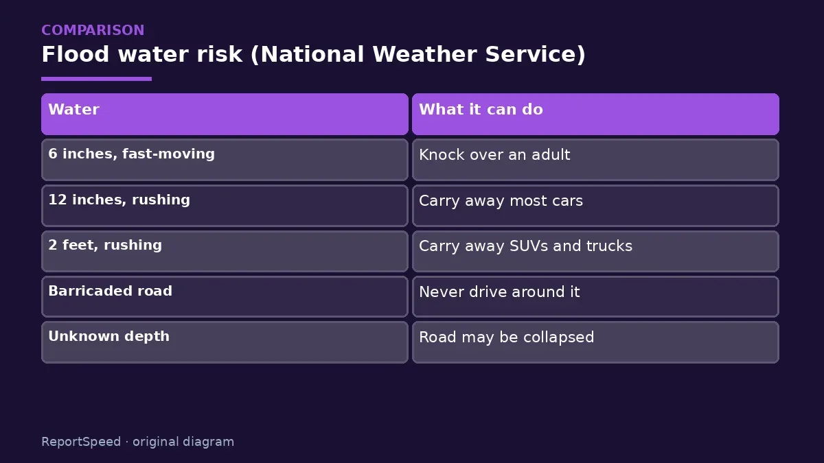 Comparison chart: Flood water risk (National Weather Service)