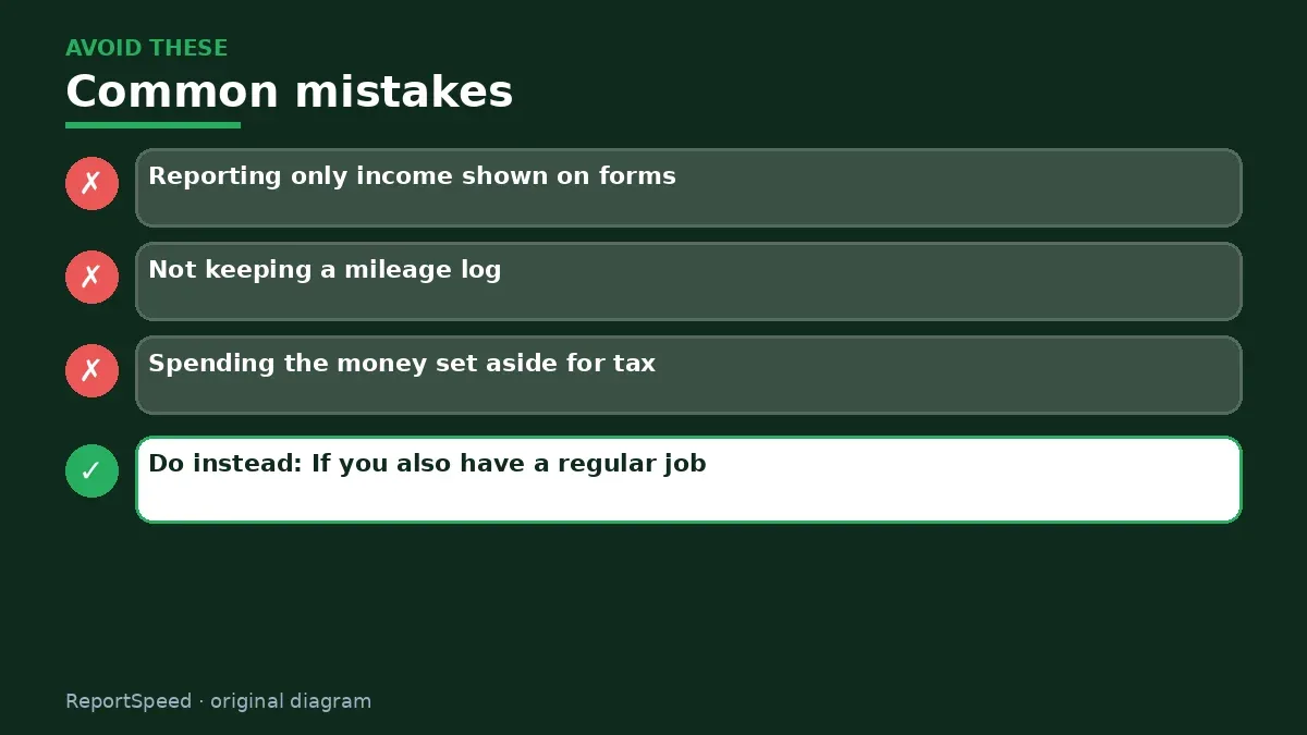 Callout graphic of common mistakes to avoid and what to do instead for Side hustle taxes