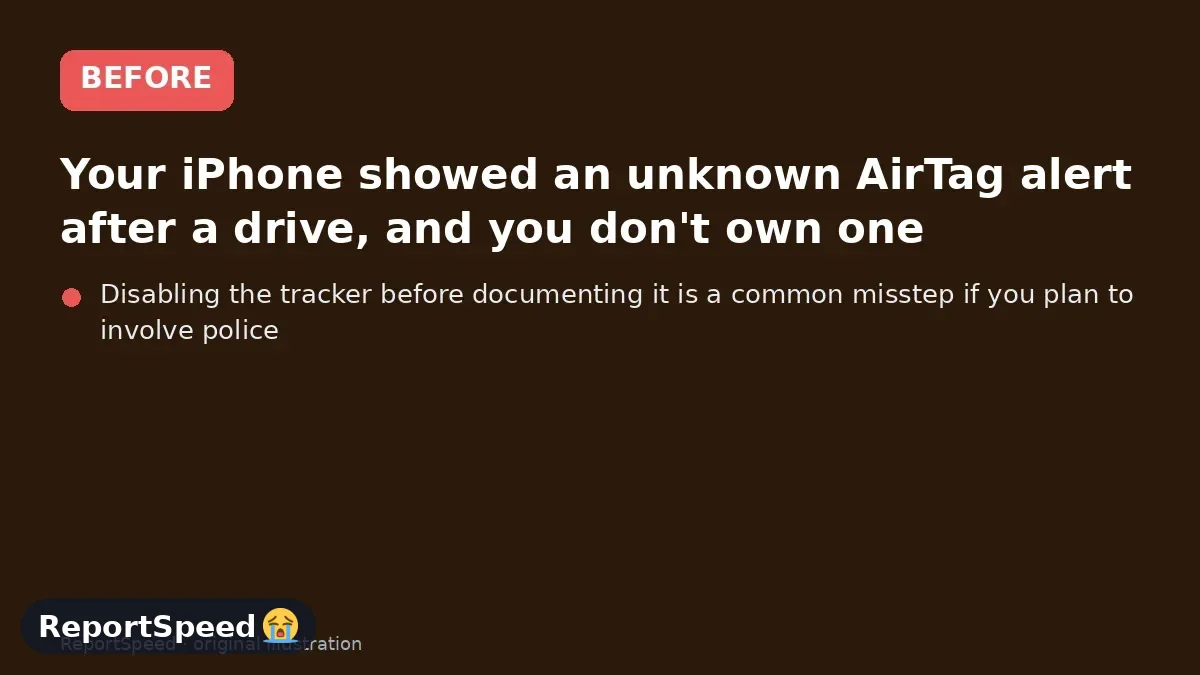 Before: Your iPhone showed an unknown AirTag alert after a drive, and you don't own one