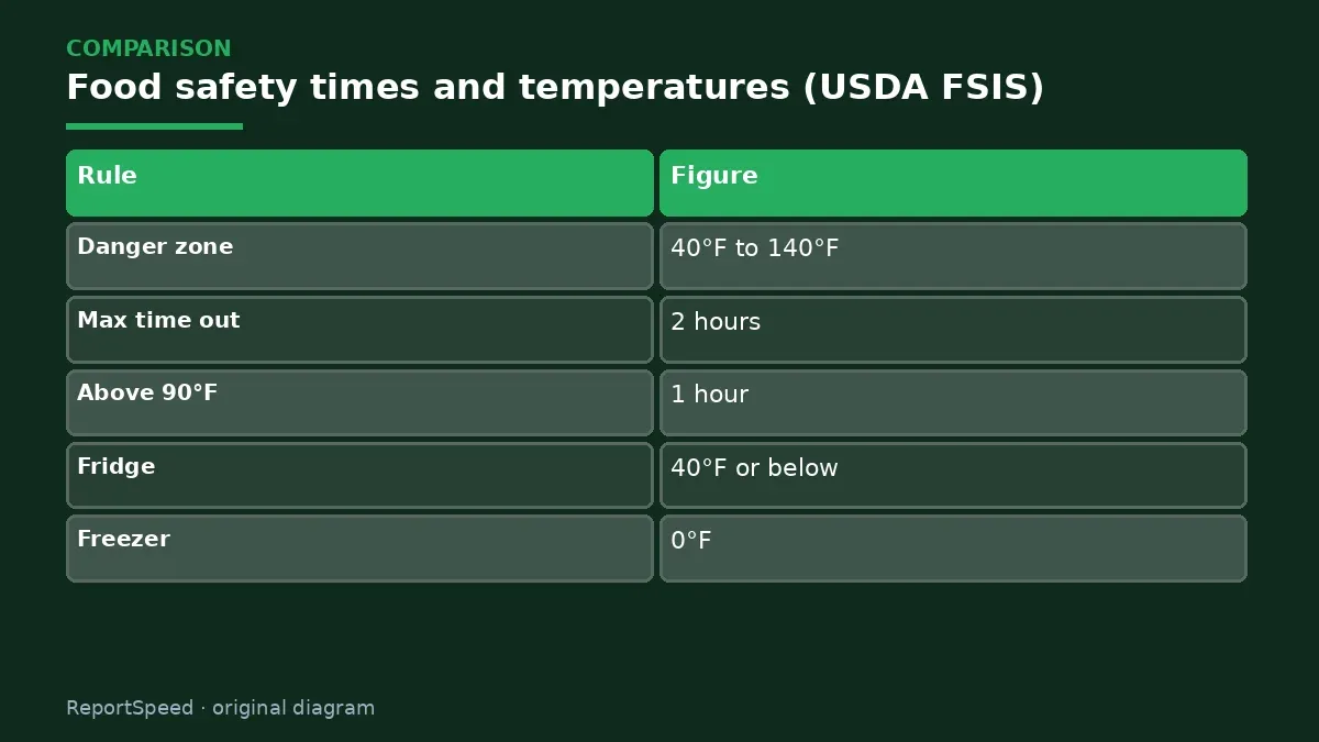 Comparison chart: Food safety times and temperatures (USDA FSIS)