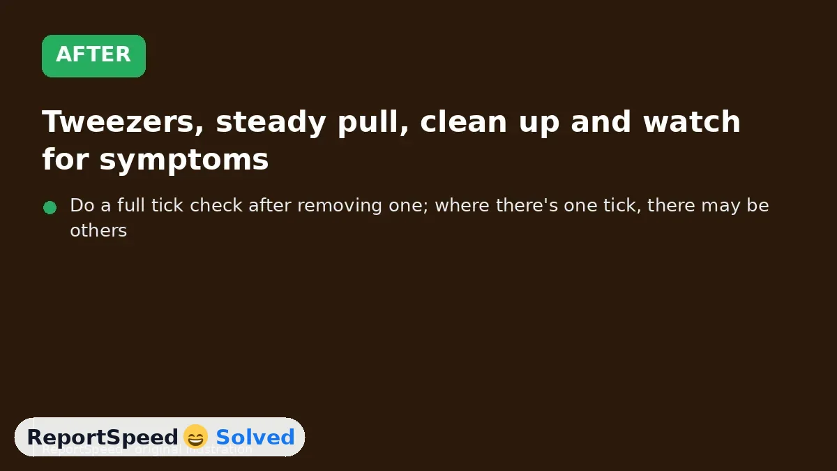 After: Tweezers, steady pull, clean up and watch for symptoms