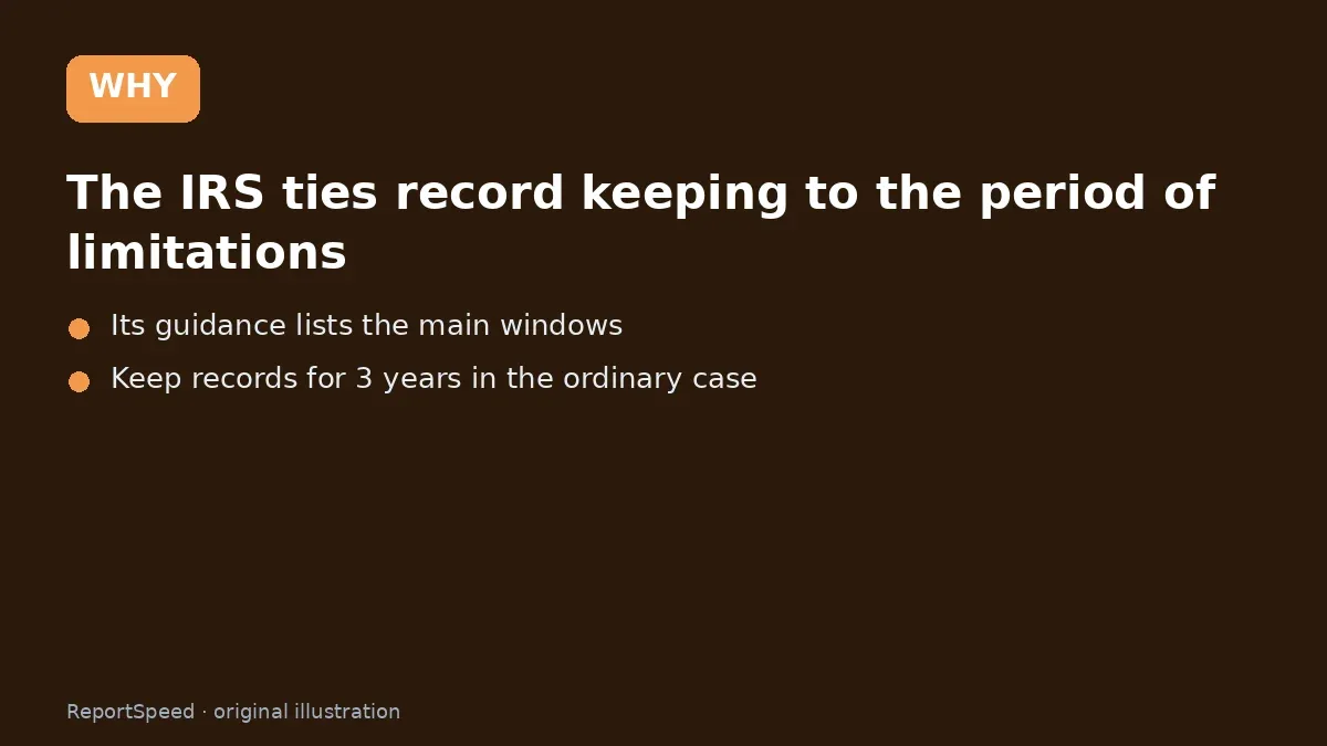 Cause: The IRS ties record keeping to the period of limitations