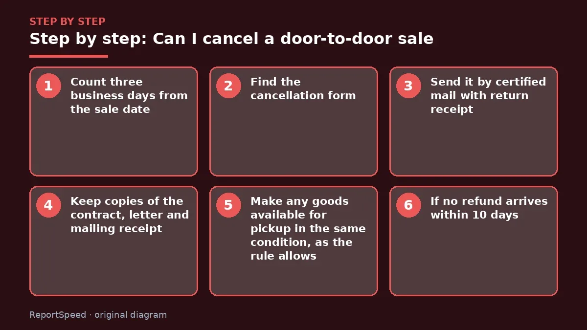 Step illustration: numbered steps for Can I cancel a door-to-door sale