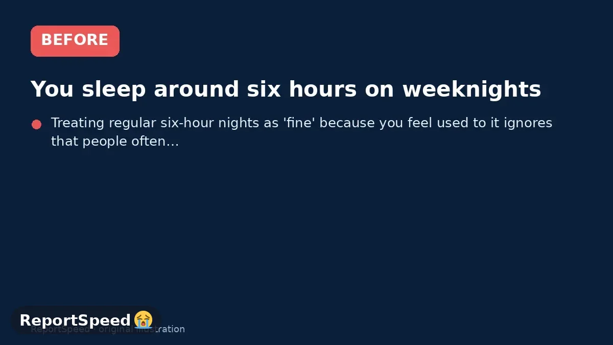 Before: You sleep around six hours on weeknights, catch up on weekends and wonder whether that's actually enough