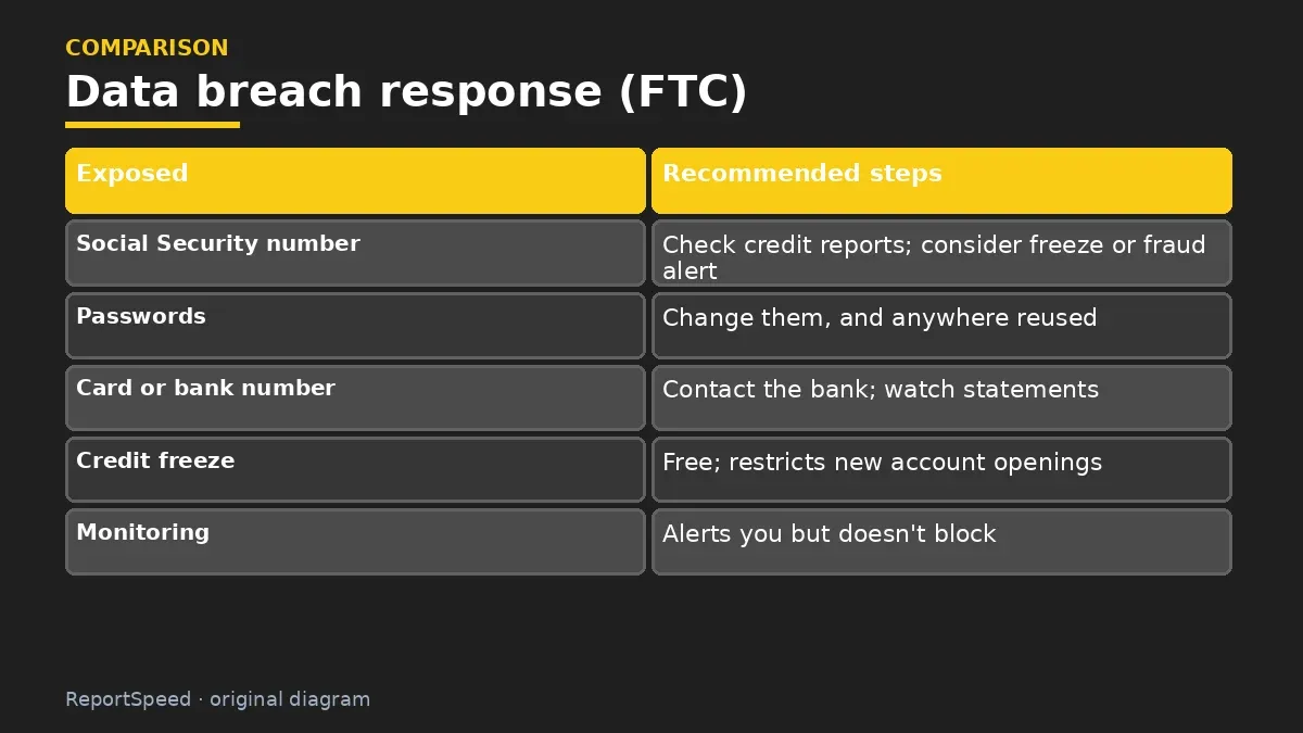 Comparison chart: Data breach response (FTC)