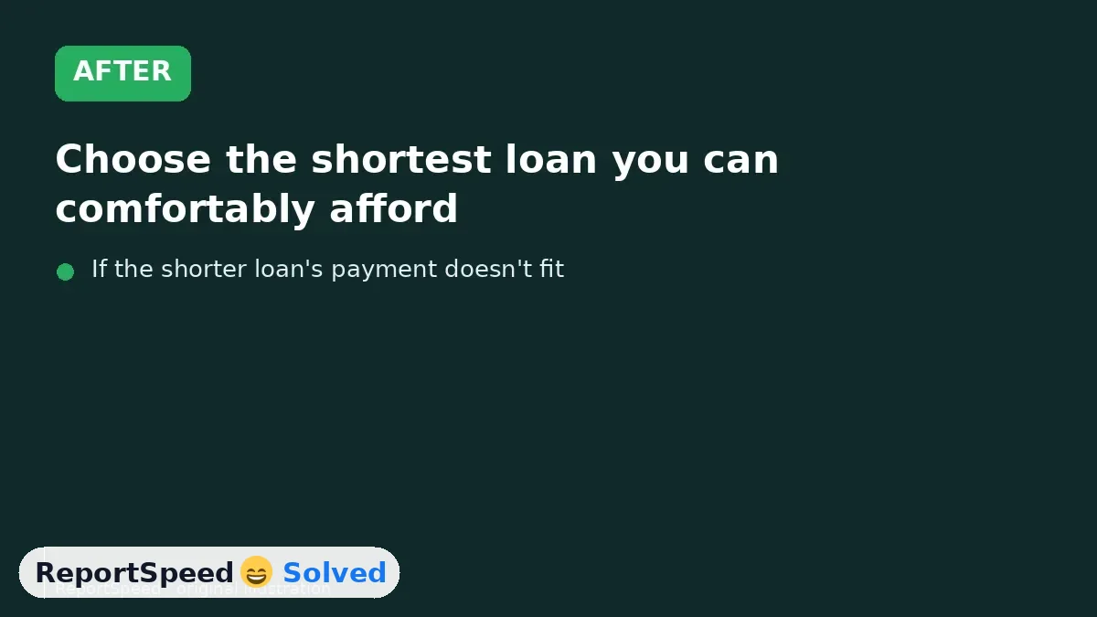 After: Choose the shortest loan you can comfortably afford, compare by total cost and walk in preapproved