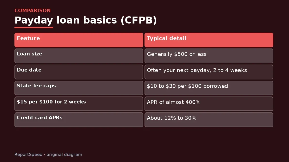 Comparison chart: Payday loan basics (CFPB)