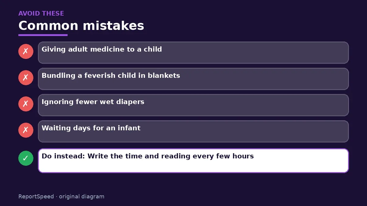 Callout graphic of common mistakes to avoid and what to do instead for Fever