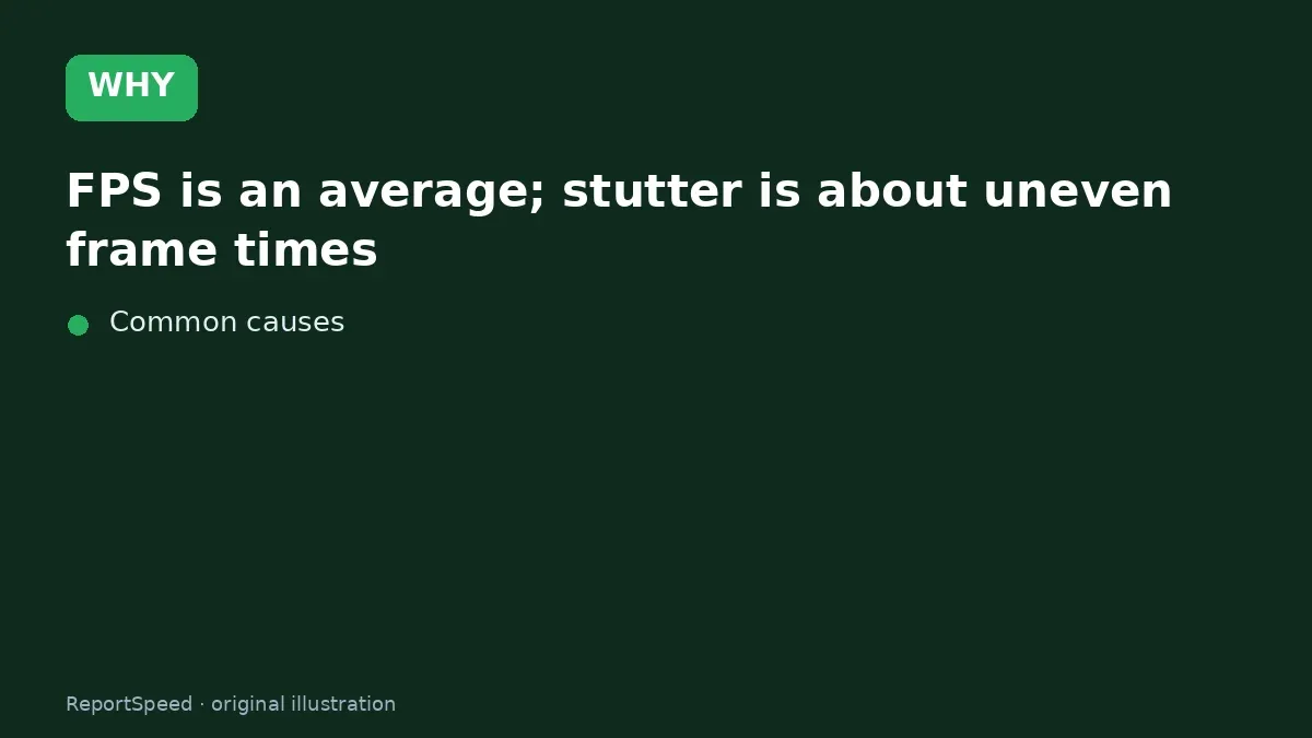 Cause: FPS is an average; stutter is about uneven frame times