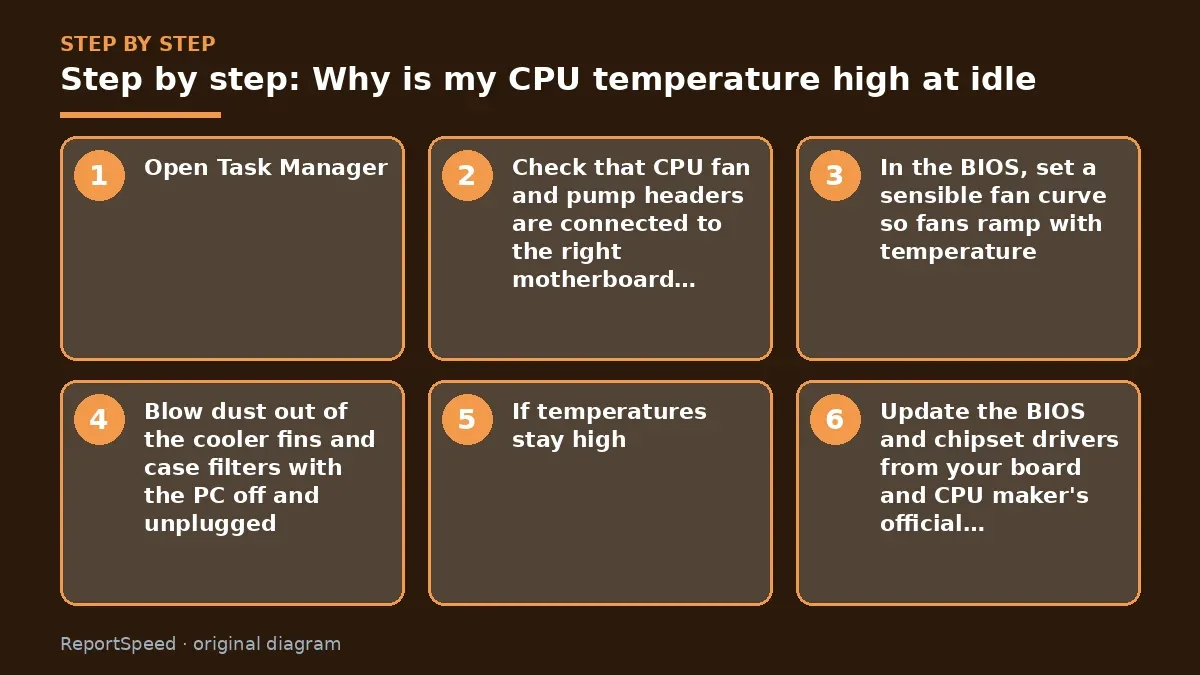Step illustration: numbered steps for Why is my CPU temperature high at idle