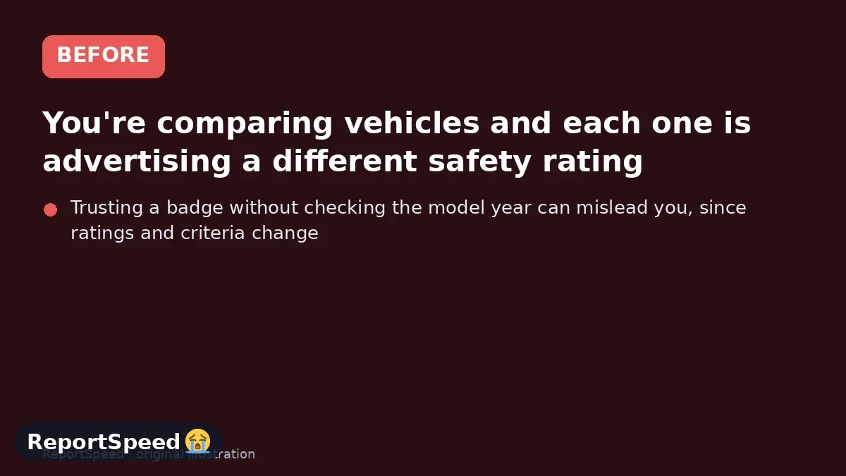 Before: You're comparing vehicles and each one is advertising a different safety rating, so they're hard to compare