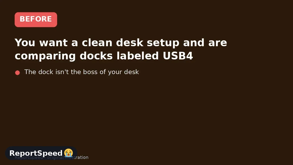 Before: You want a clean desk setup and are comparing docks labeled USB4, Thunderbolt 4 or Thunderbolt 5, plus cheaper USB-C hubs