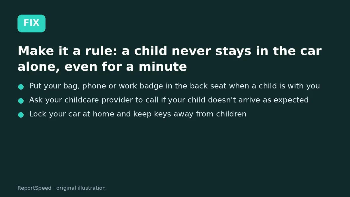 Fix steps: Make it a rule; Put your bag; Ask your childcare provider to call if your child doesn't…