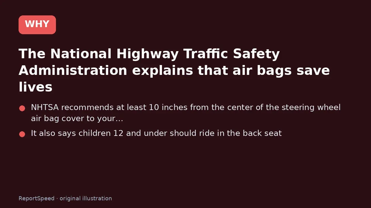 Cause: The National Highway Traffic Safety Administration explains that air bags save lives